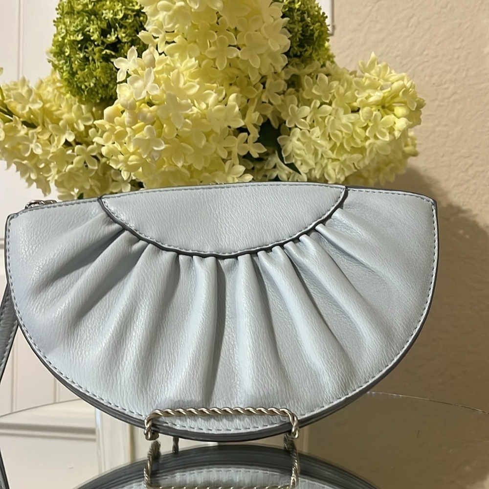 A New Day Women's Light Blue Crescent Faux Leather Wristlet Bag